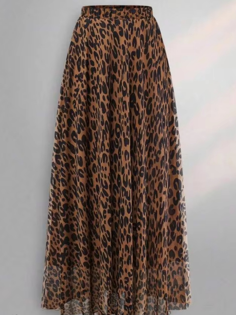 SHEIN Brown and Black Leopard Print Maxi Skirt